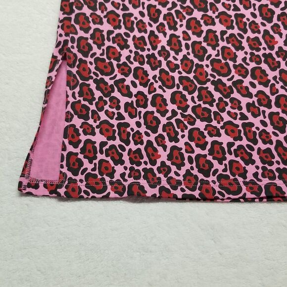 Bob Mackie L Dress Short Pink Leopard Beaded Trim Mob Wife Barbie Boho Artsy - Picture 8 of 10